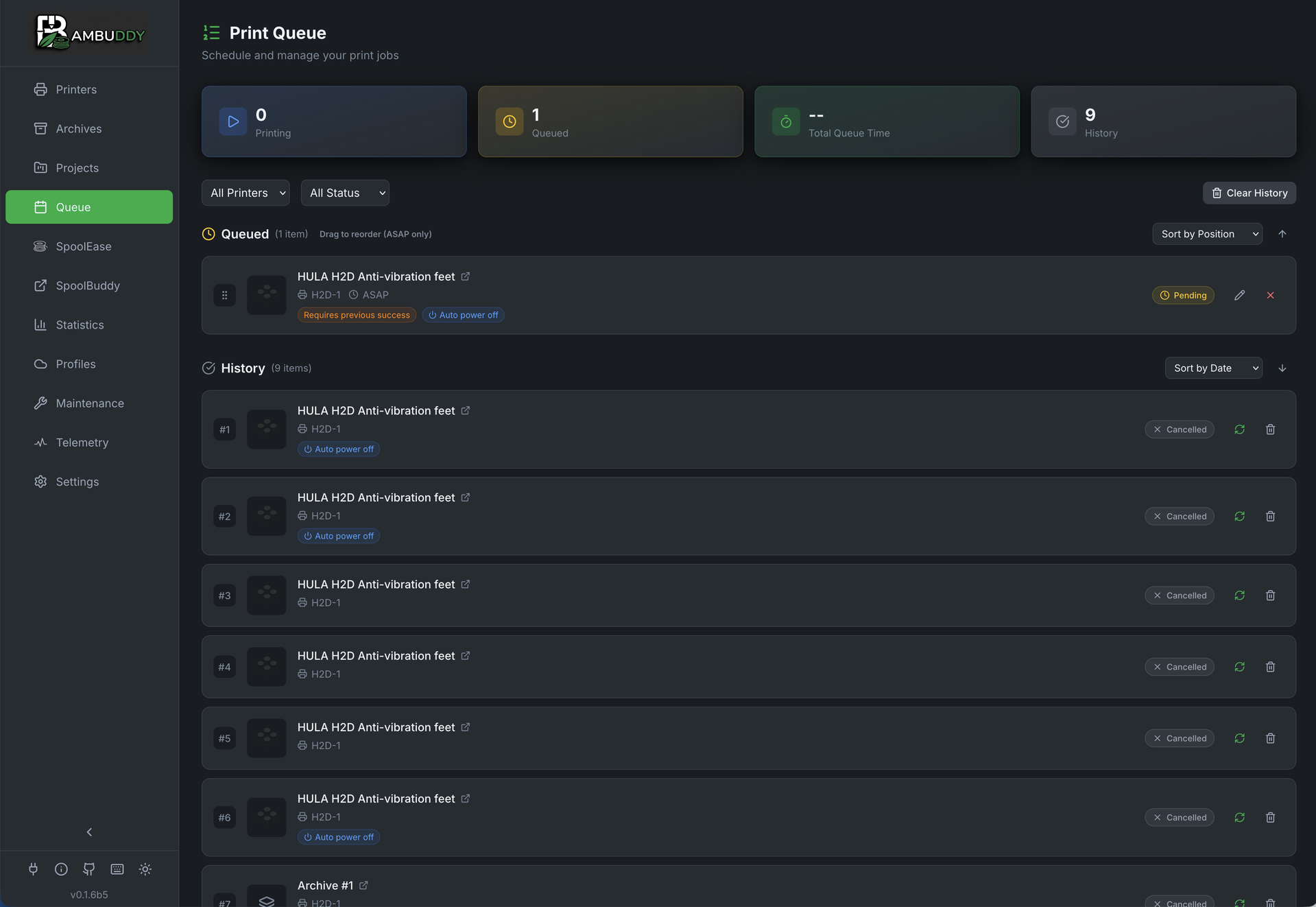 Bambuddy print scheduling and queue management