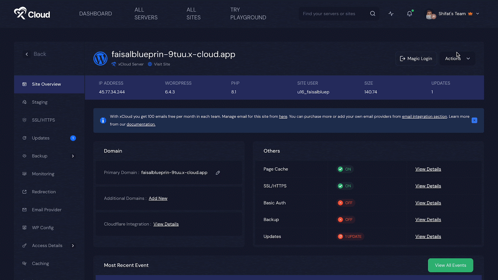 OpenLiteSpeed Server in xCloud