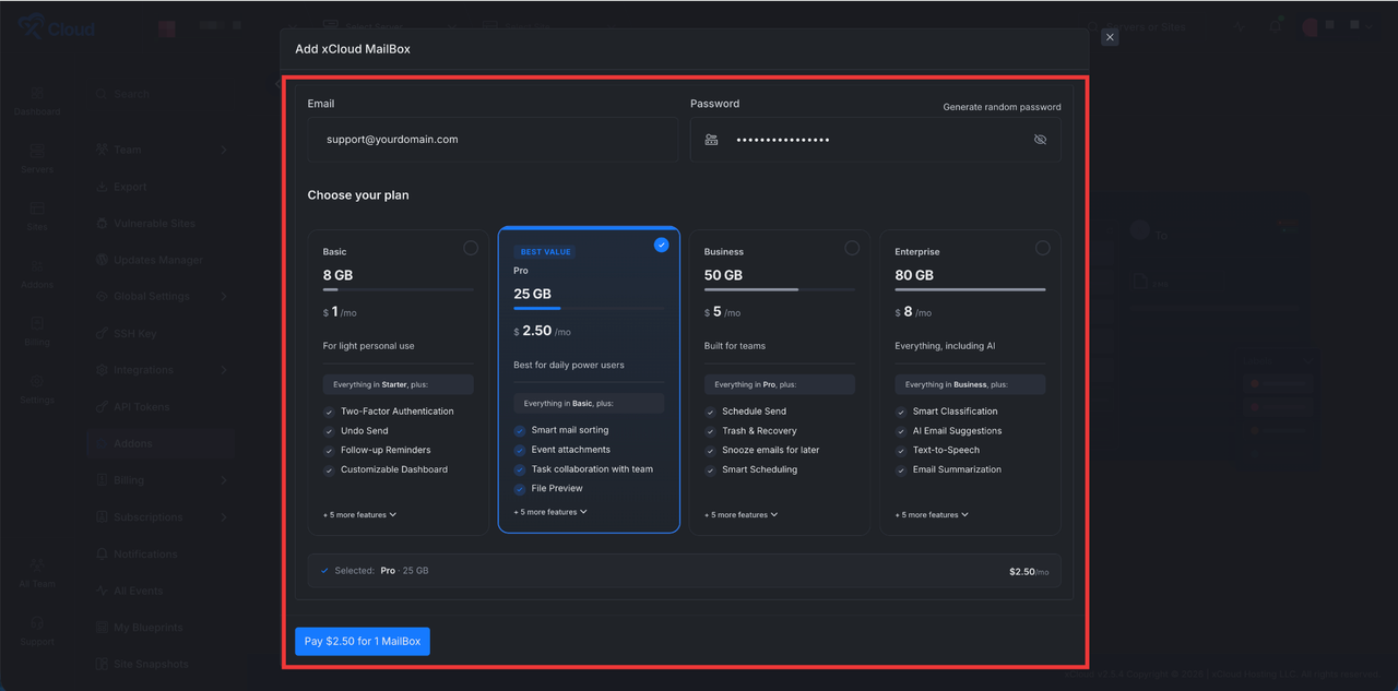 Set Up xCloud MailBox Addon