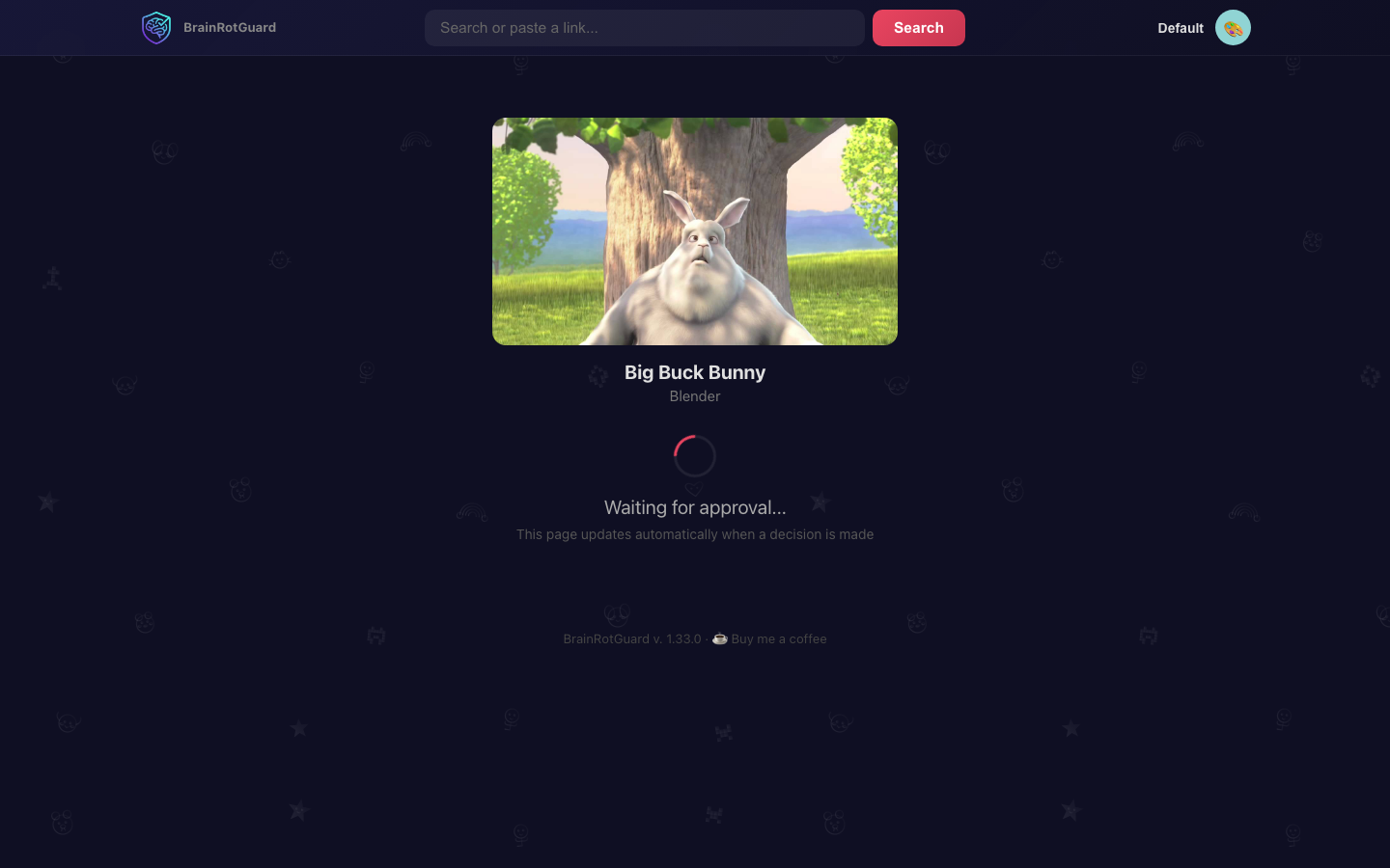 BrainRotGuard showing a requested video waiting for parent approval