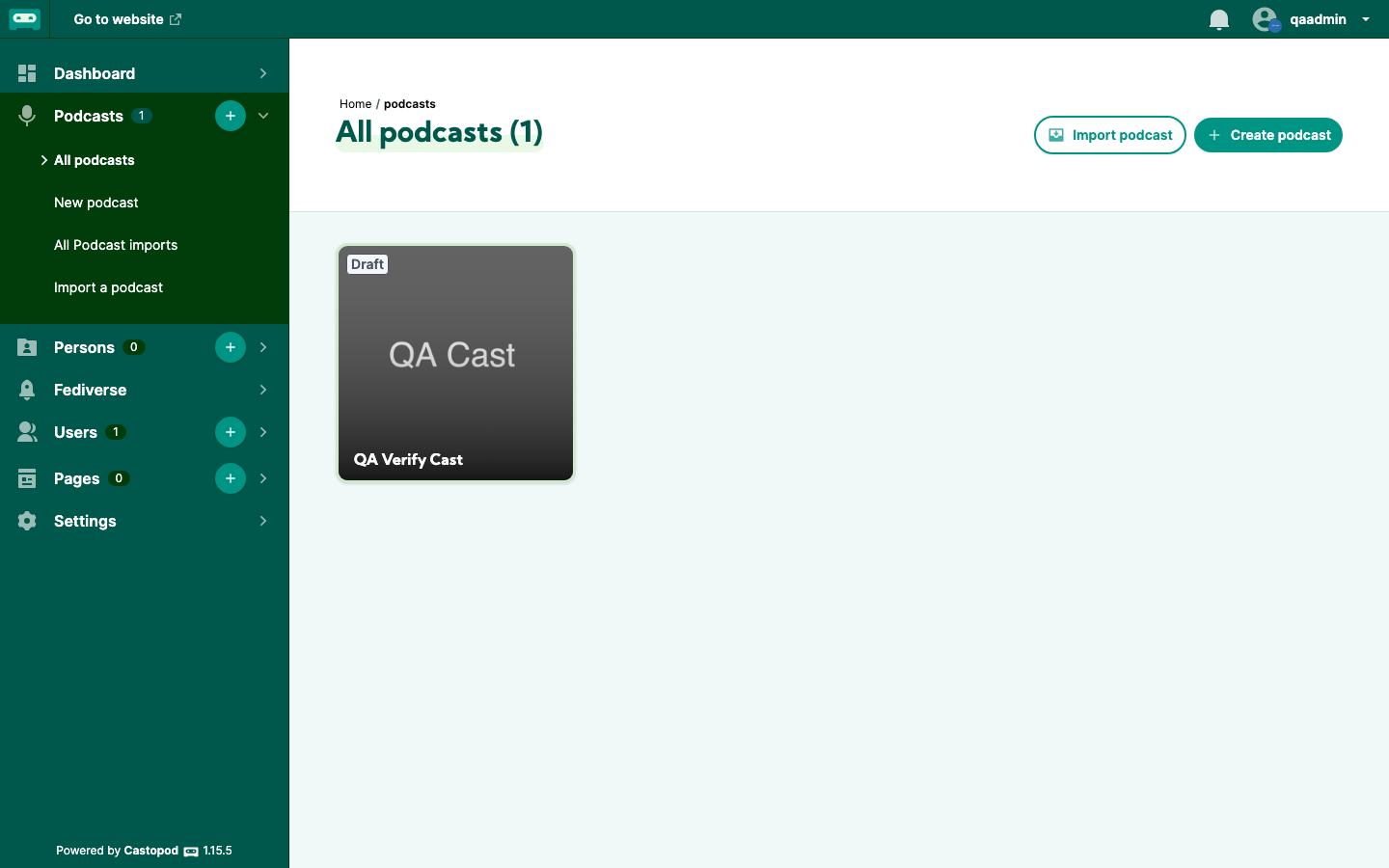 The Castopod podcast still present after an xCloud Restart