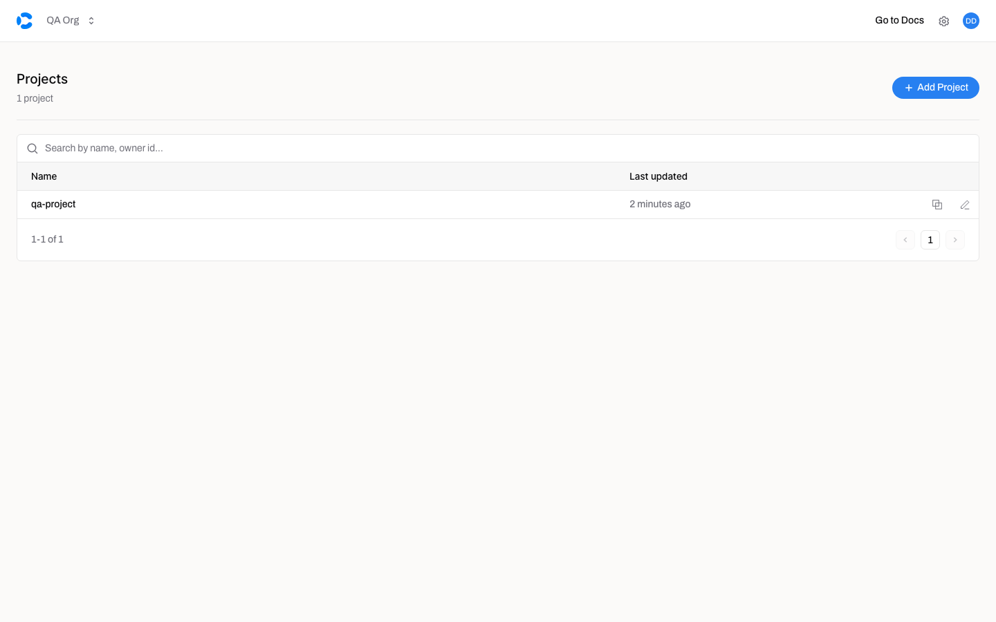 The Convoy Projects list still showing the created project after a restart