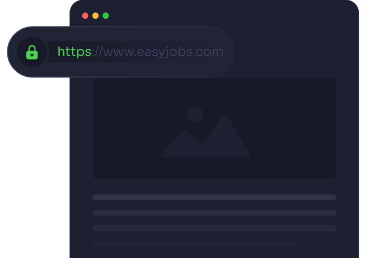 A browser window on an https address with a padlock
