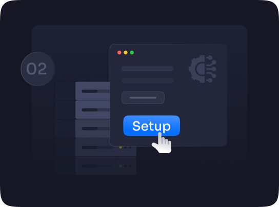 A server setup form with a Setup button