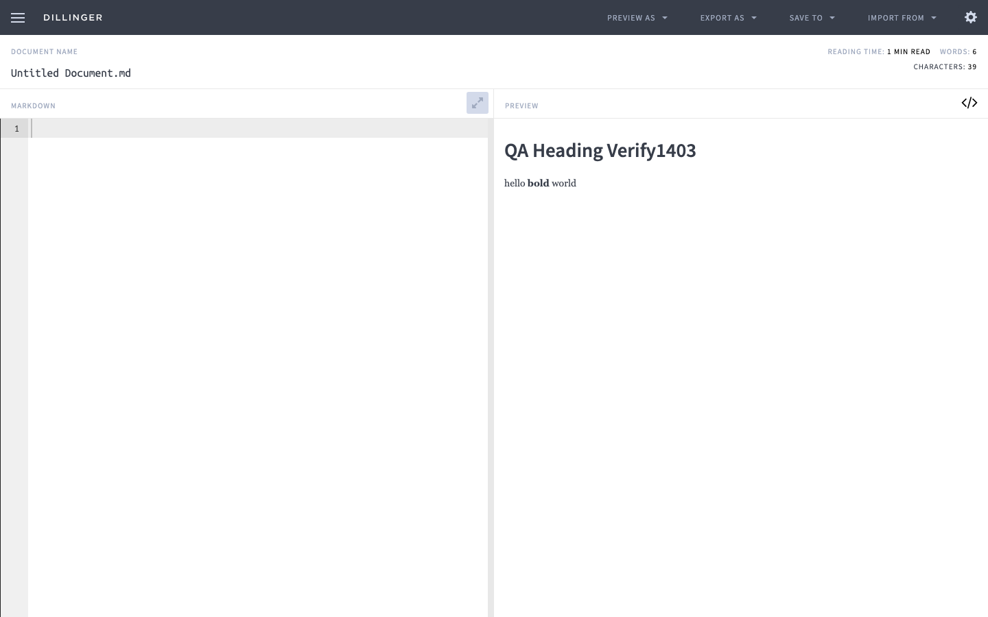 Dillinger editor showing the same document after the app was restarted on xCloud