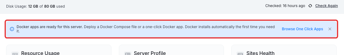 Docker apps notice on an xCloud NGINX server