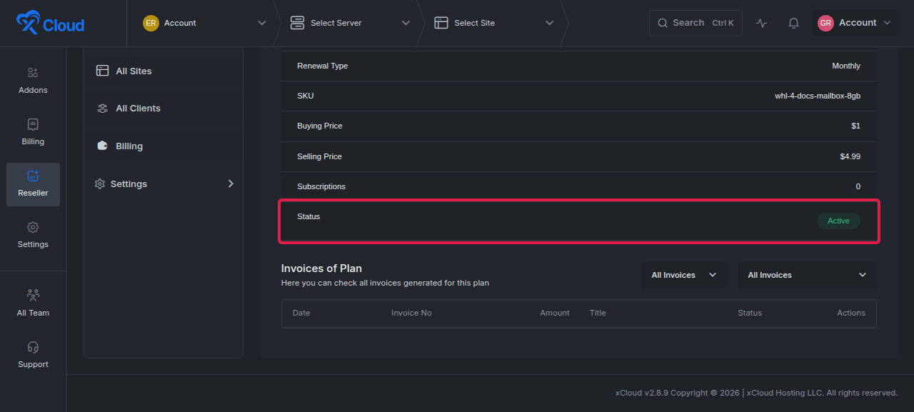 The published plan details page.