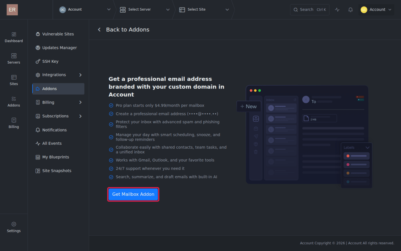 The client MailBox offer.