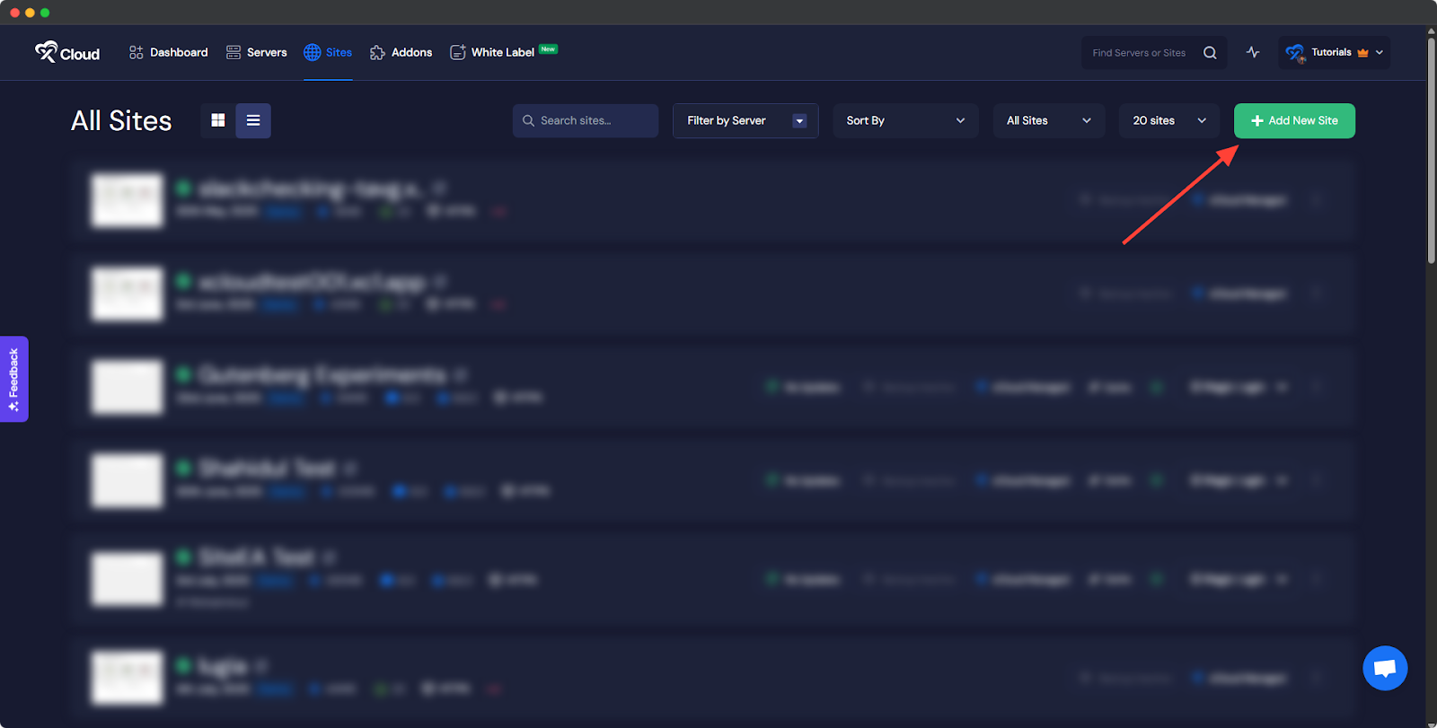 Access the One Click Apps Dashboard