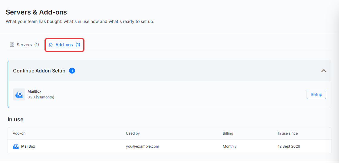 Click the ‘Add-ons’ tab in Servers & Add-ons
