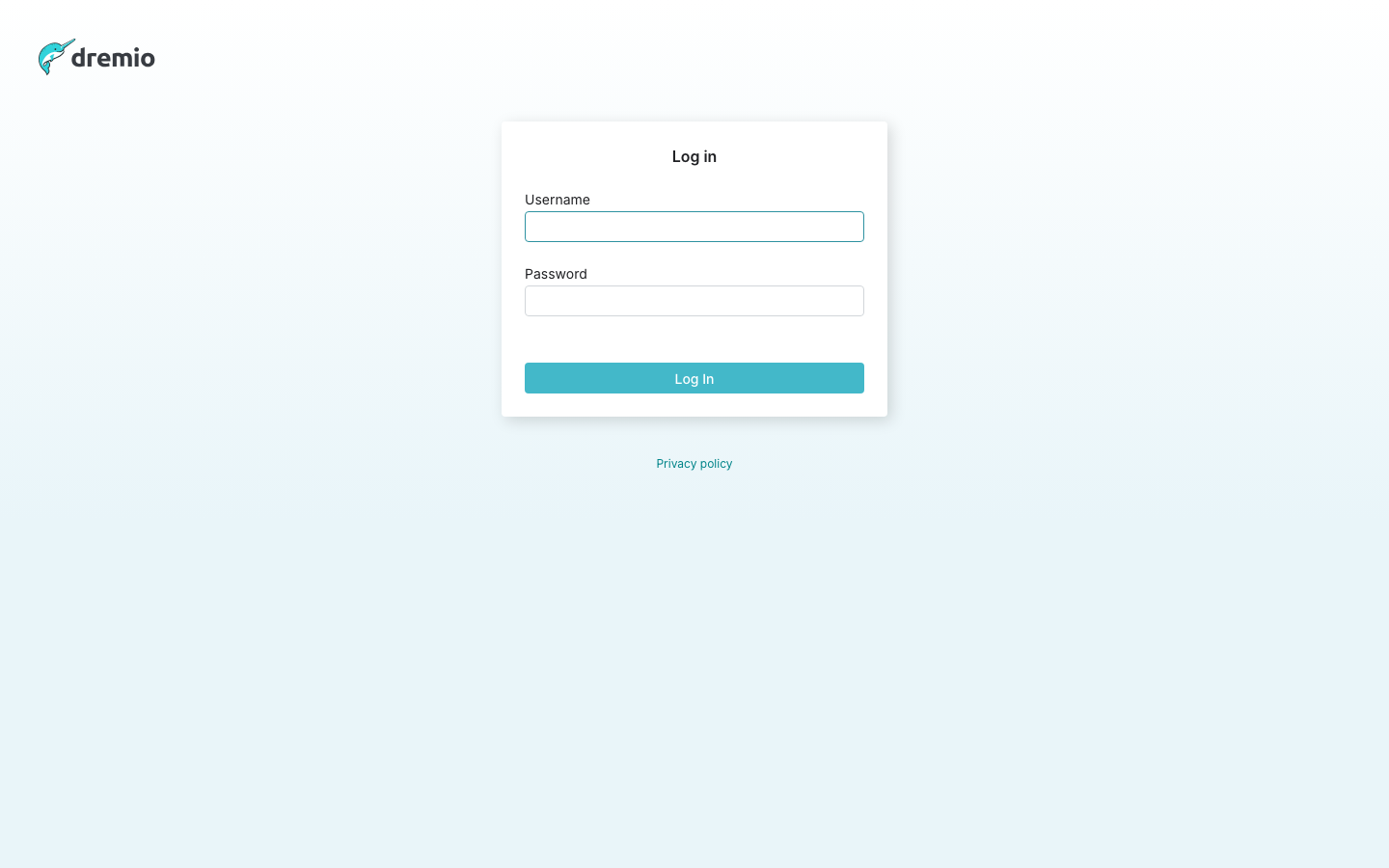 The Dremio sign-in page served over HTTPS