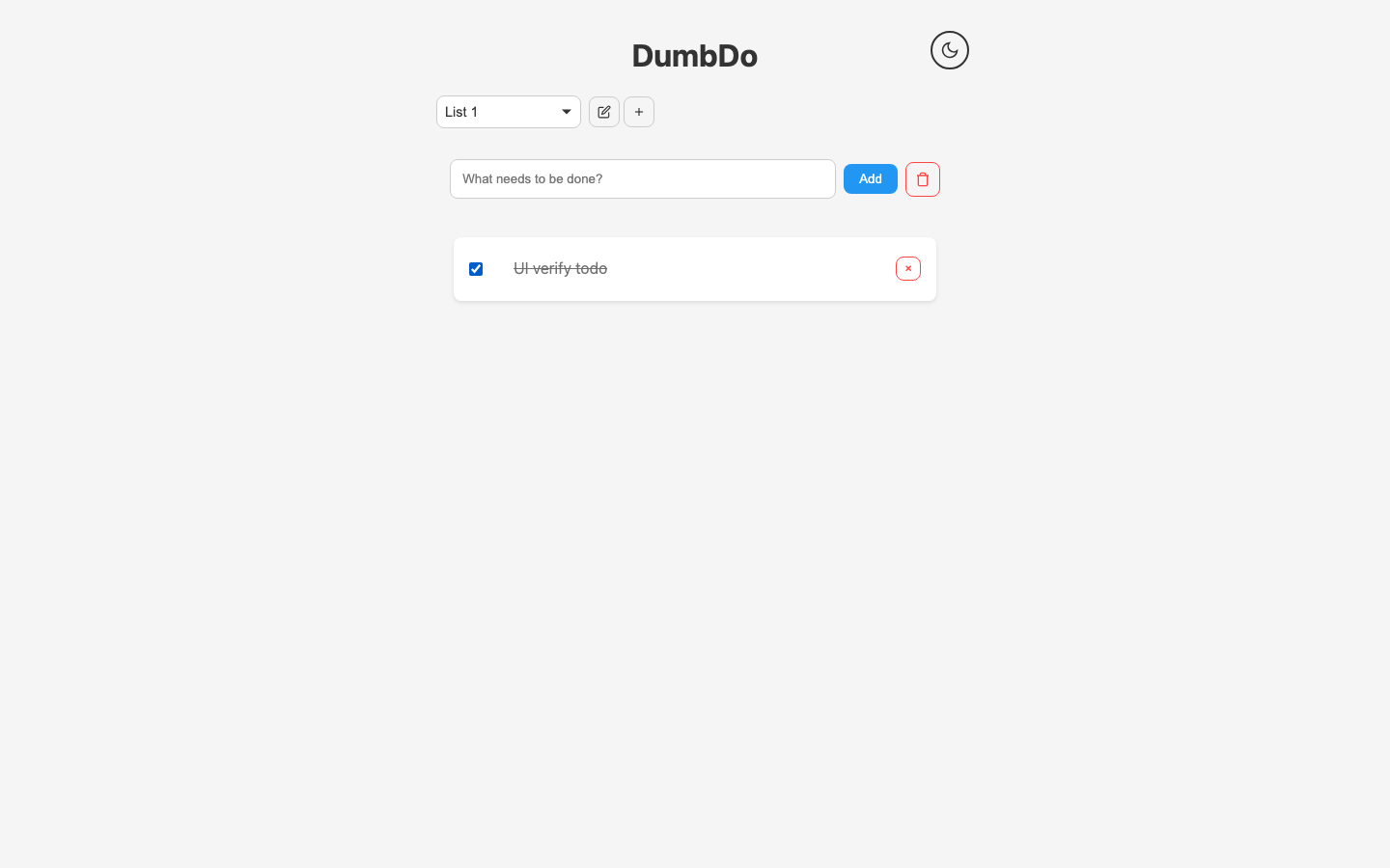 DumbDo showing a completed to-do after a page reload