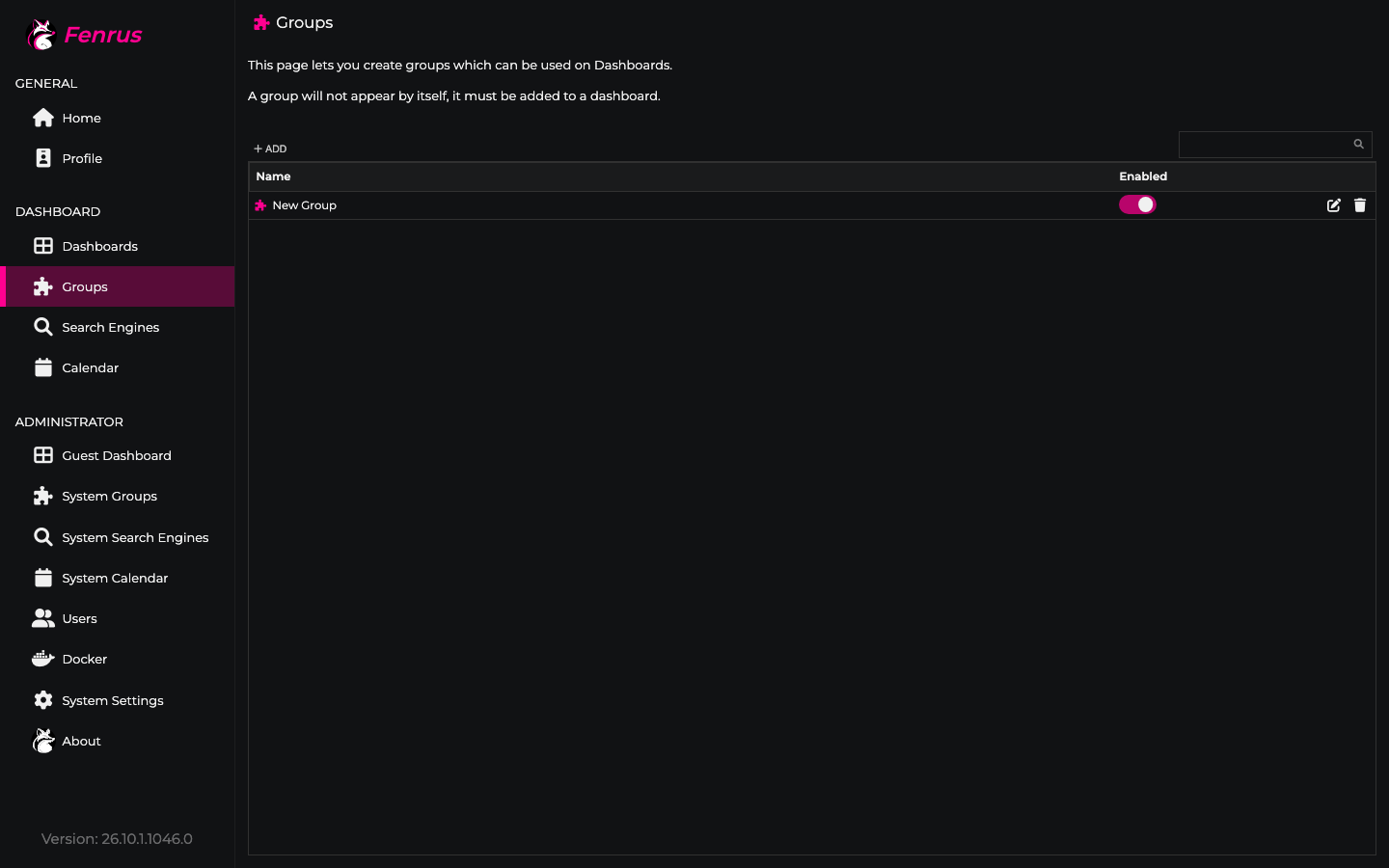 A Fenrus group still listed after an xCloud Restart