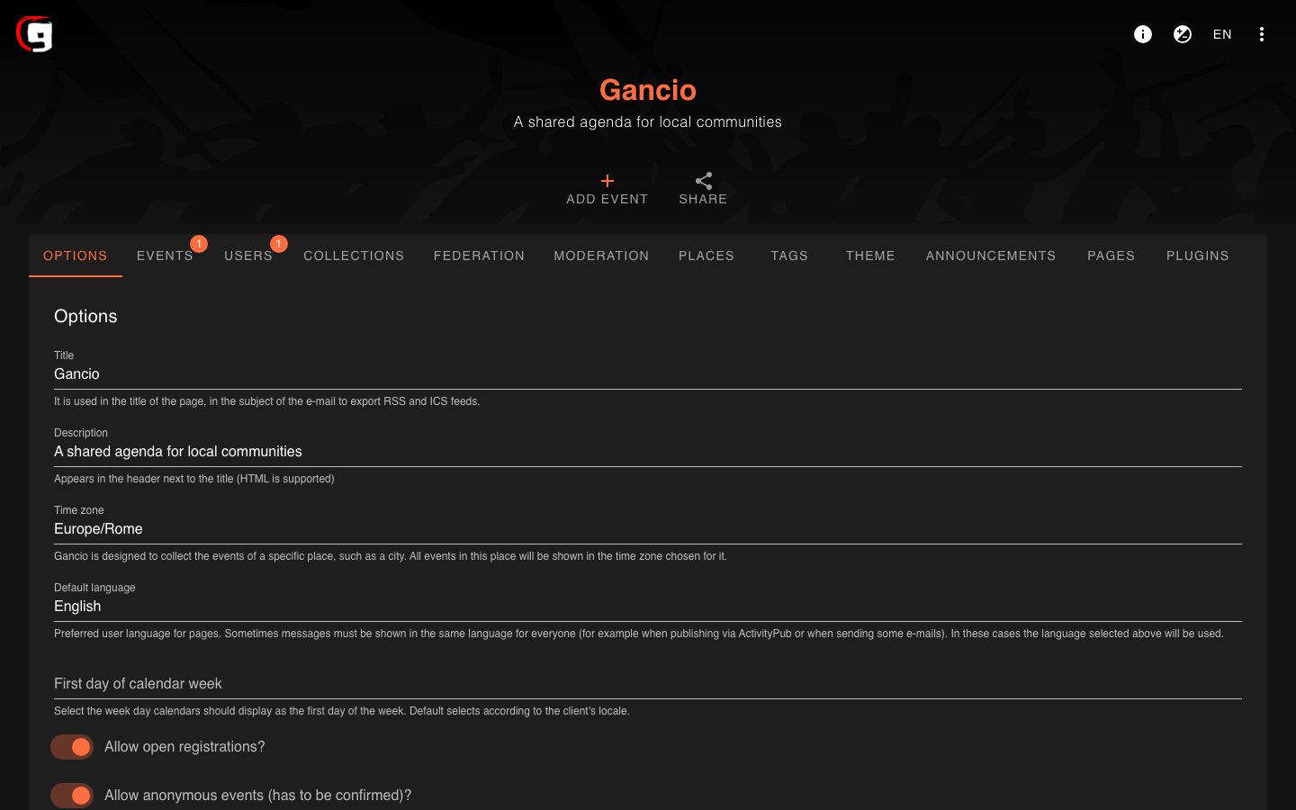 Gancio administration area