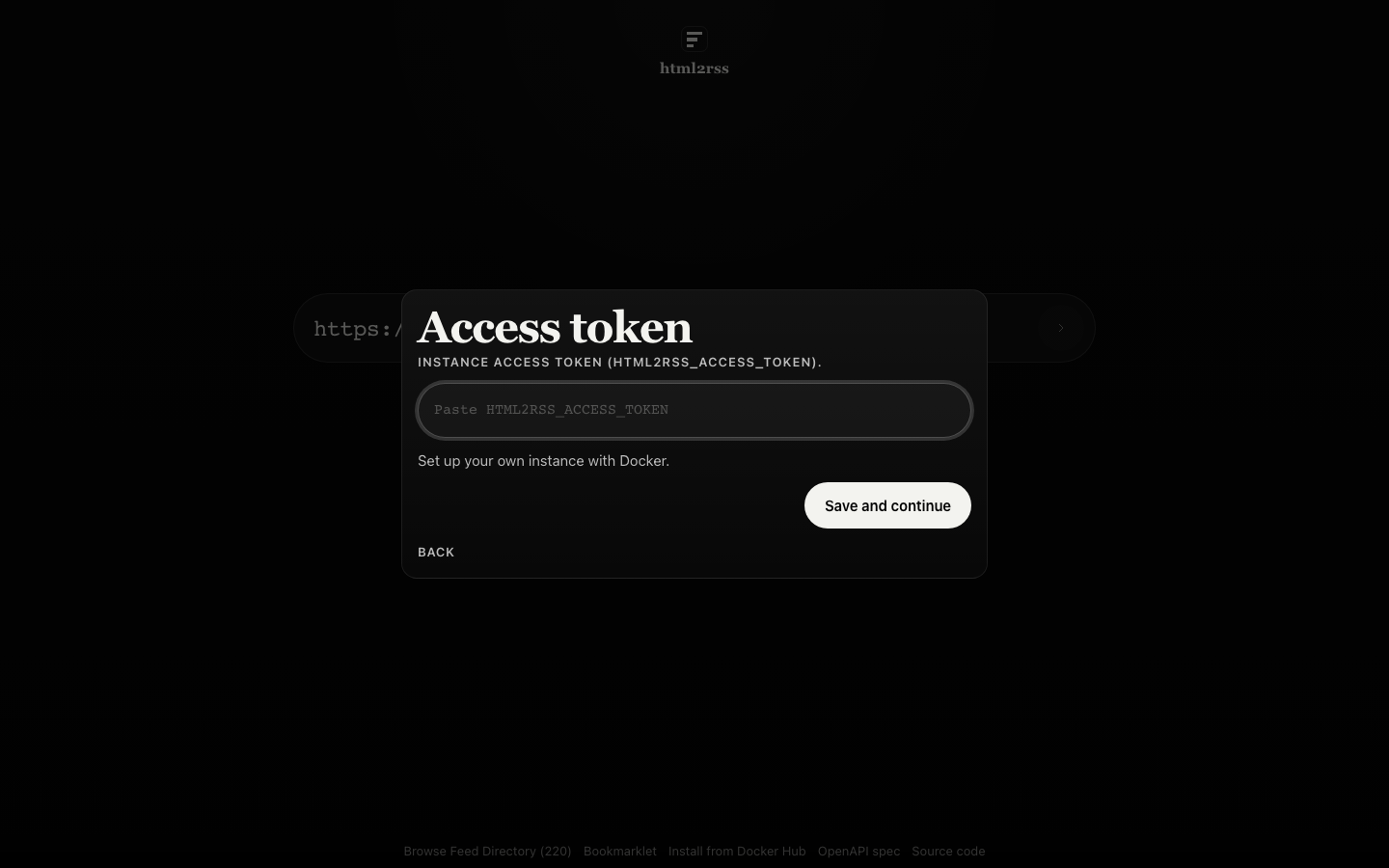 html2rss after submitting a page address