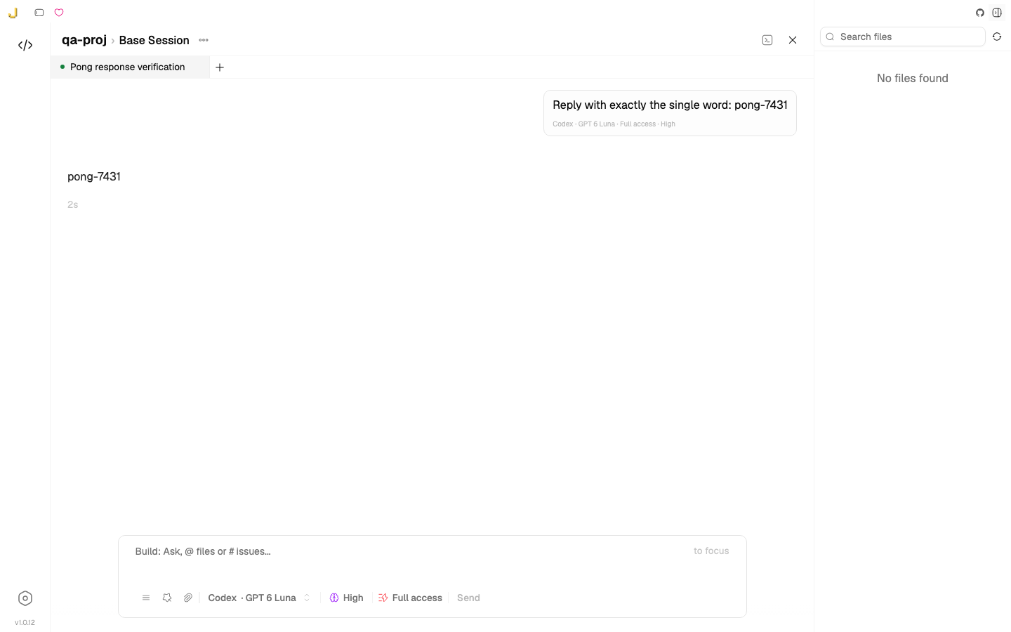 A Jean chat session where a coding agent answers a prompt