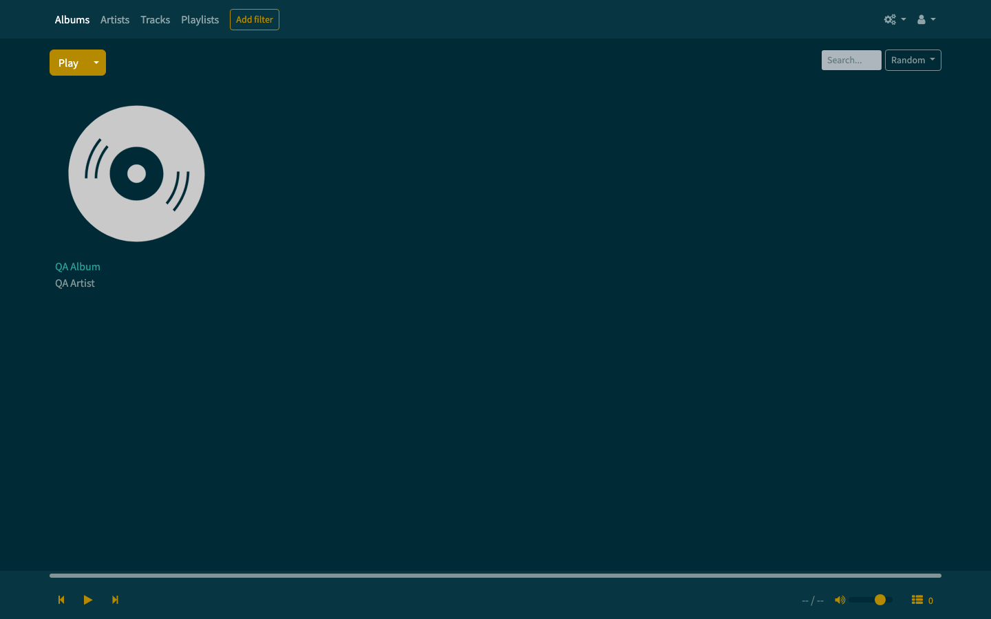 Lightweight Music Server album view after signing in on a self-hosted install