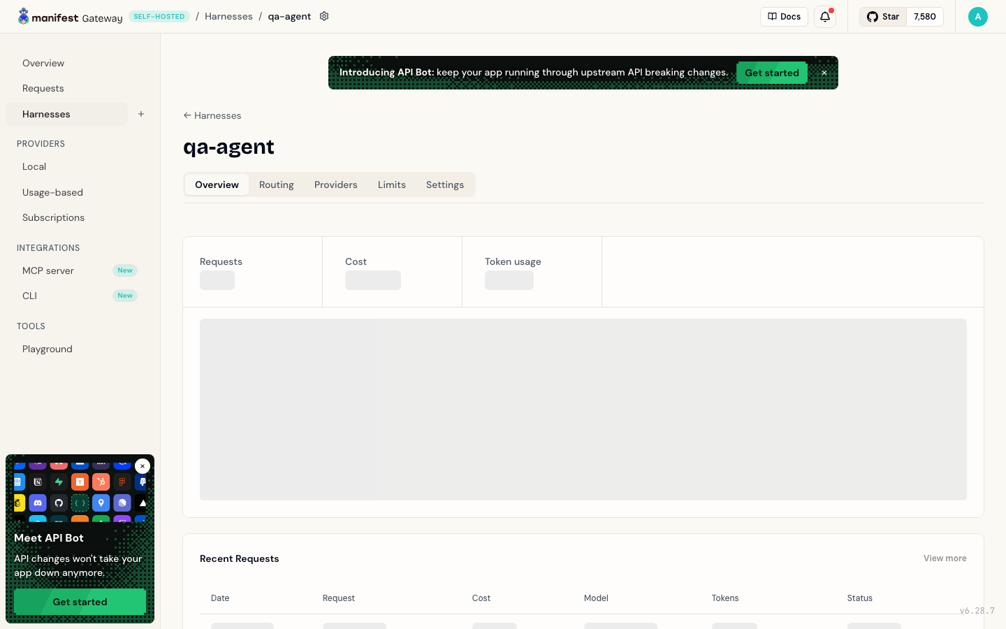 Manifest agent view in the dashboard