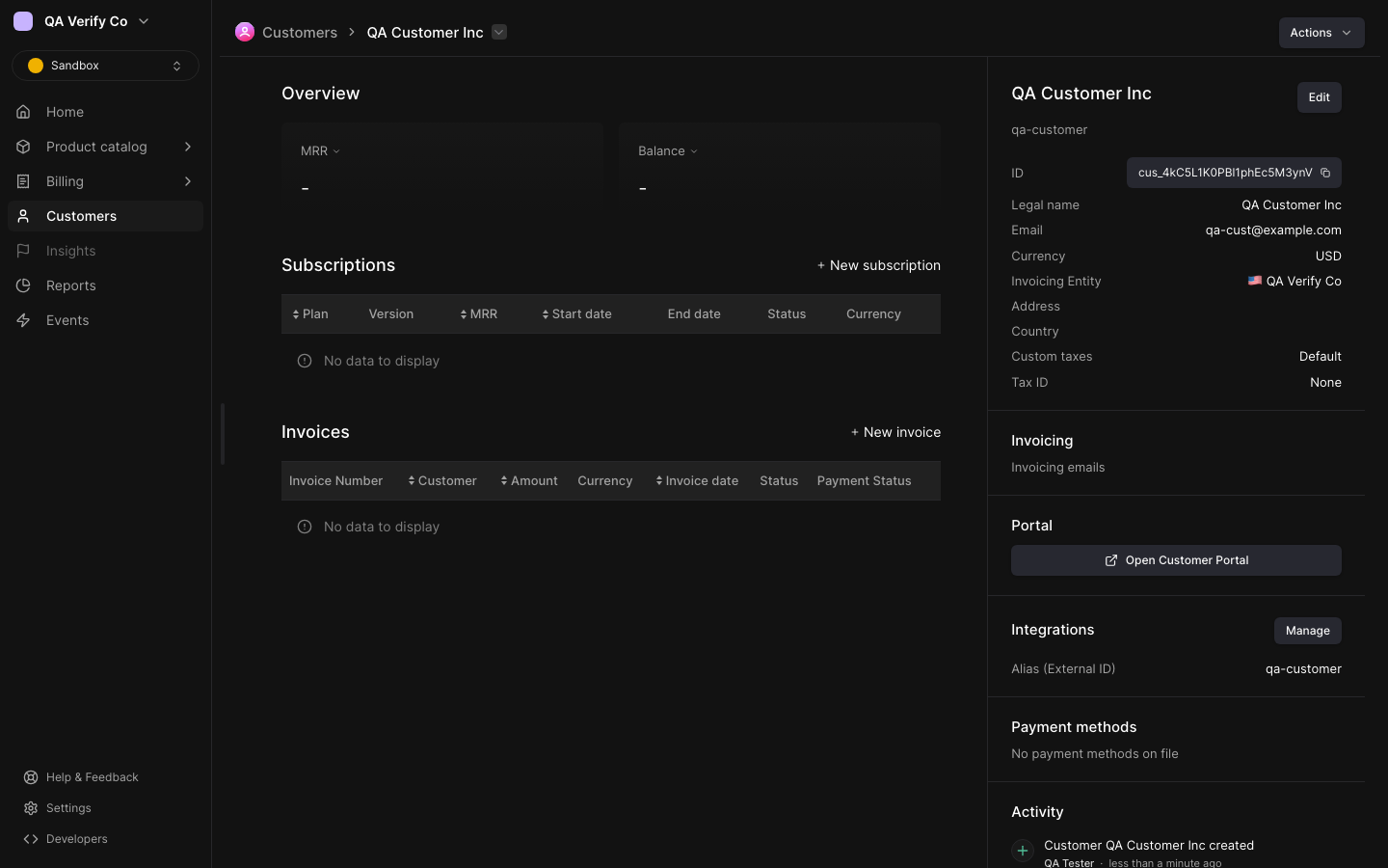 A customer in the Meteroid web app
