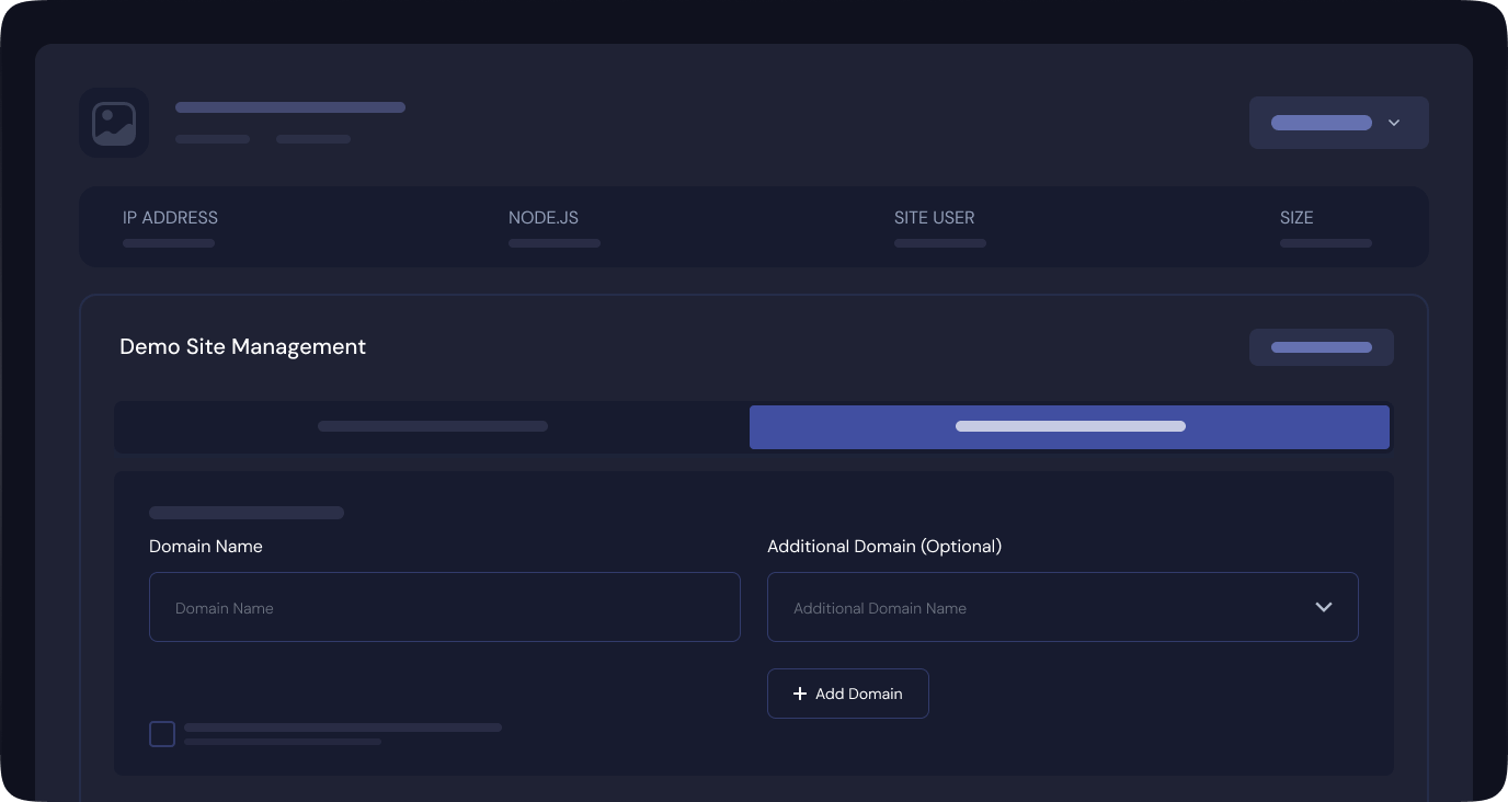 A custom domain beside a free test domain