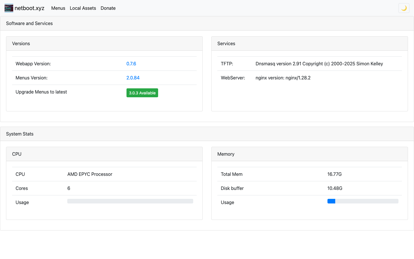 The netboot.xyz management interface