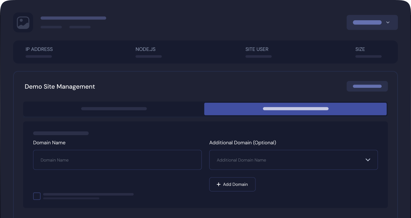 A custom domain beside a free demo domain