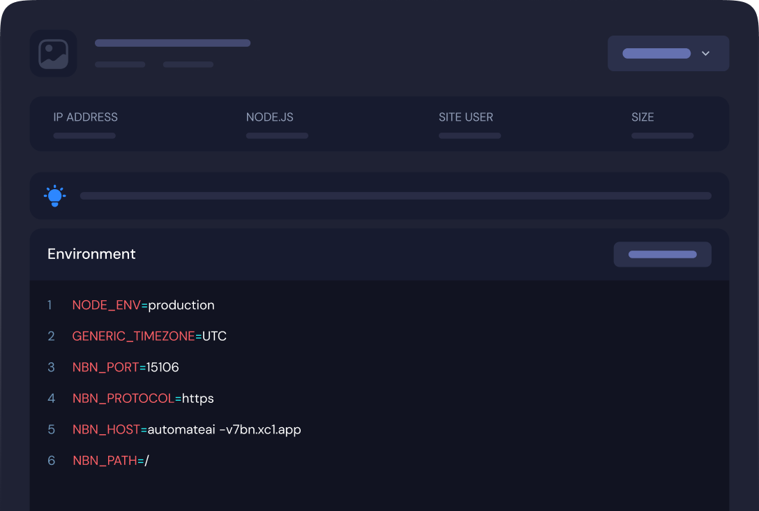 Environment variables and Node version settings