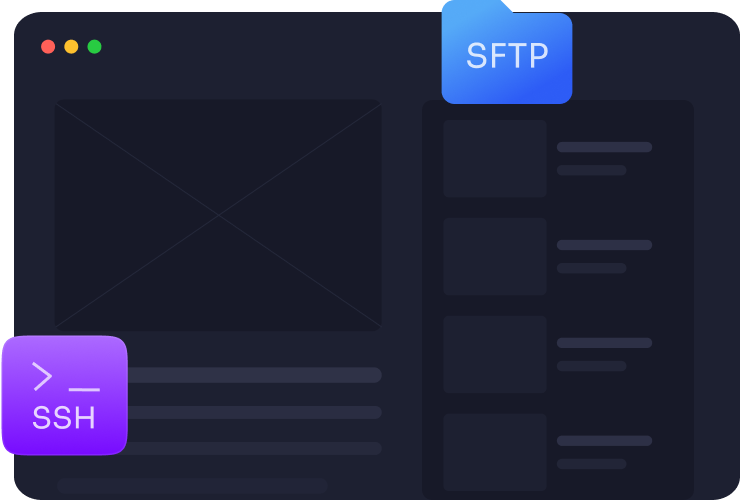 SFTP and SSH connections to the server