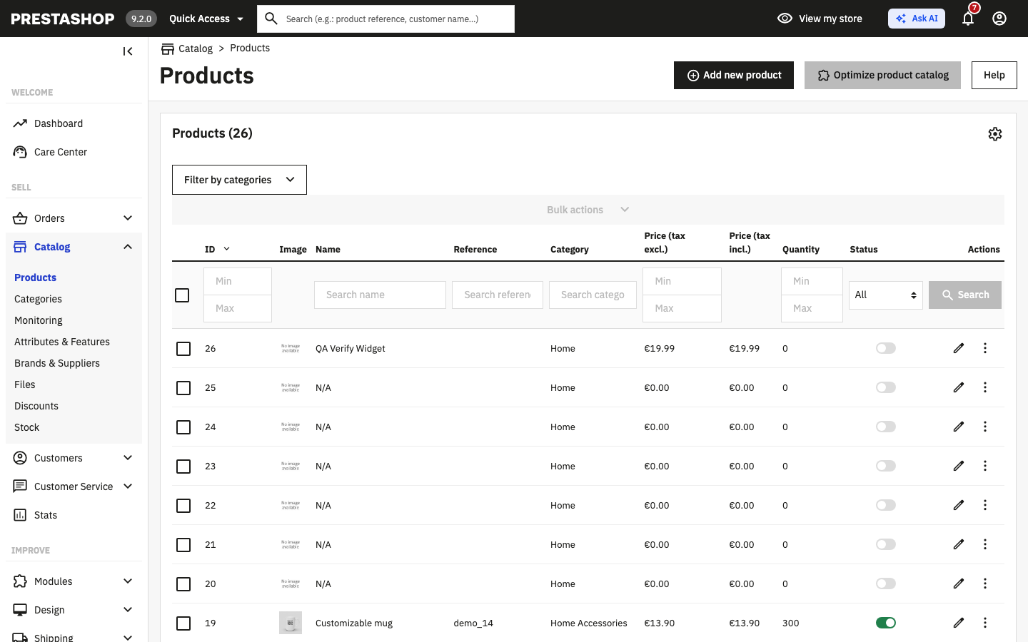 The product still listed in the PrestaShop back office after an xCloud Restart