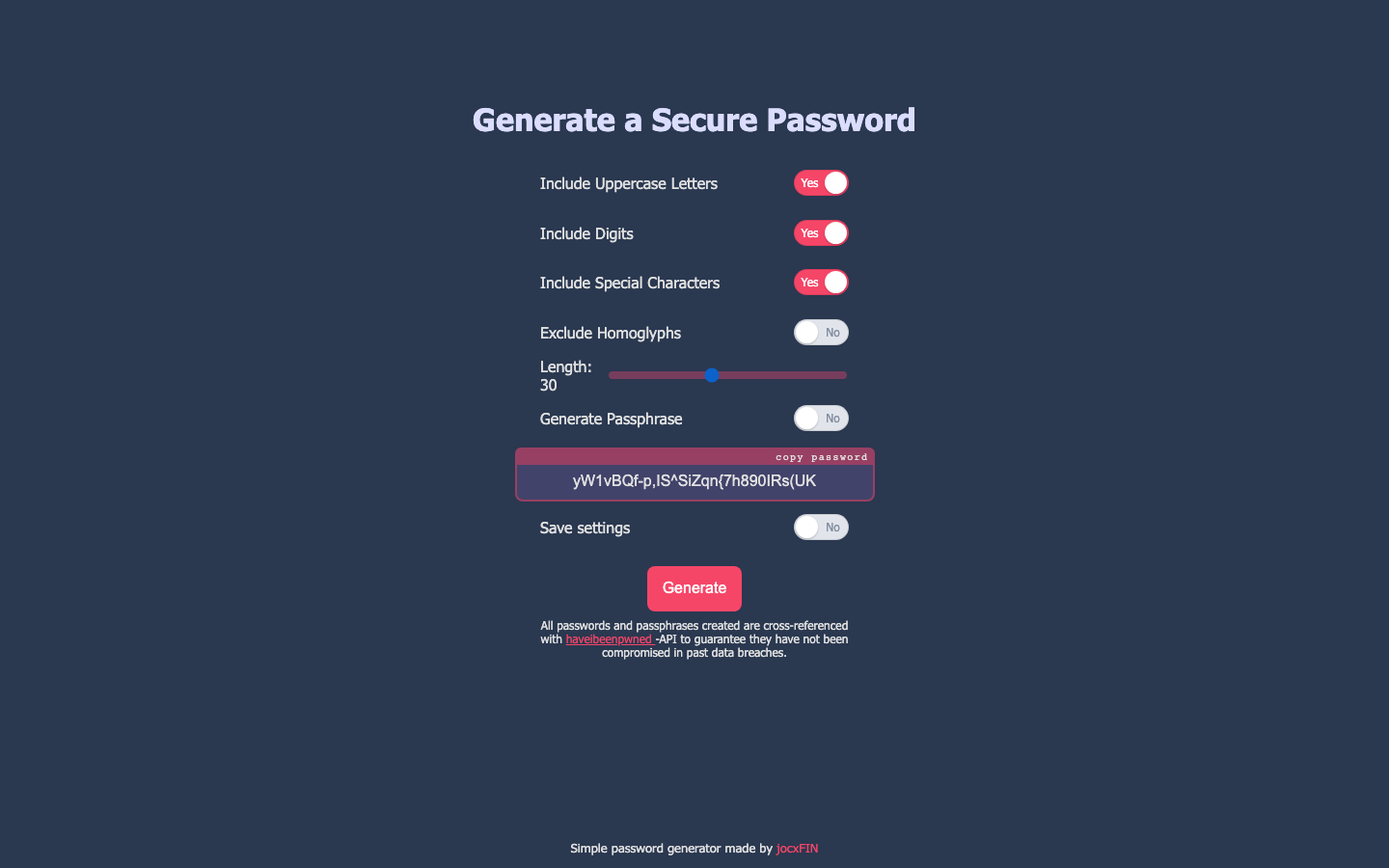 PWgen generating a 30-character password