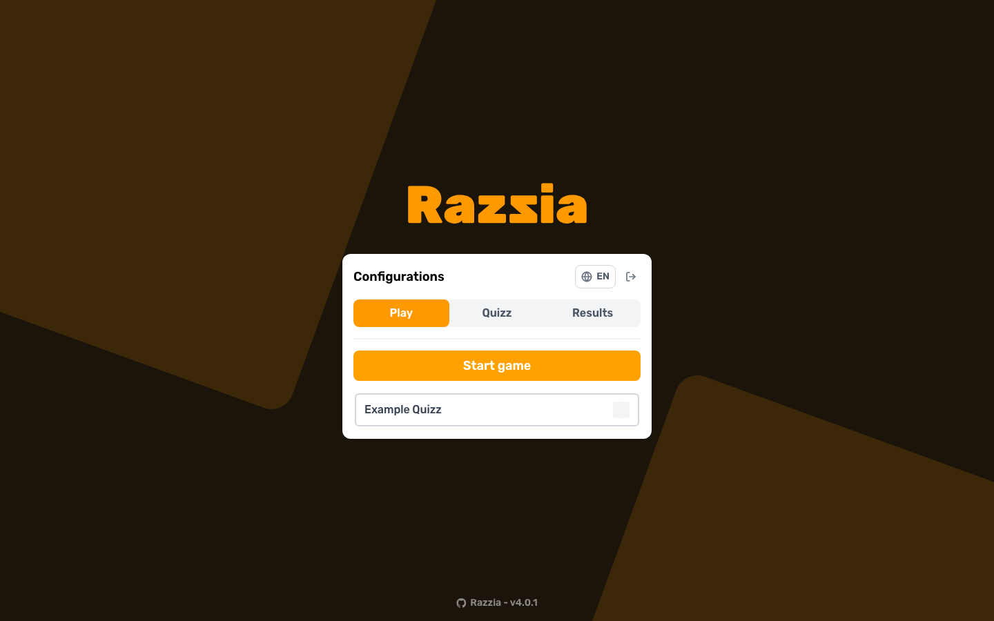 The Razzia manager dashboard after signing in with the manager password