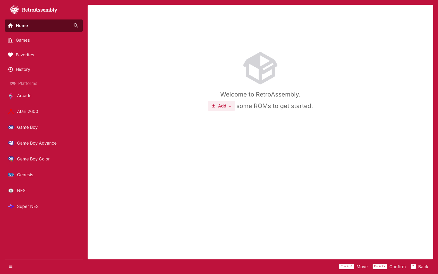 The RetroAssembly library after the first account is registered
