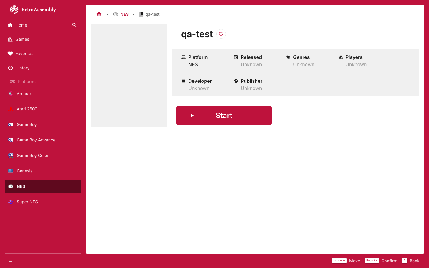 The RetroAssembly detail page for an uploaded ROM