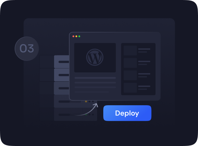 A WordPress site deployed onto the connected server