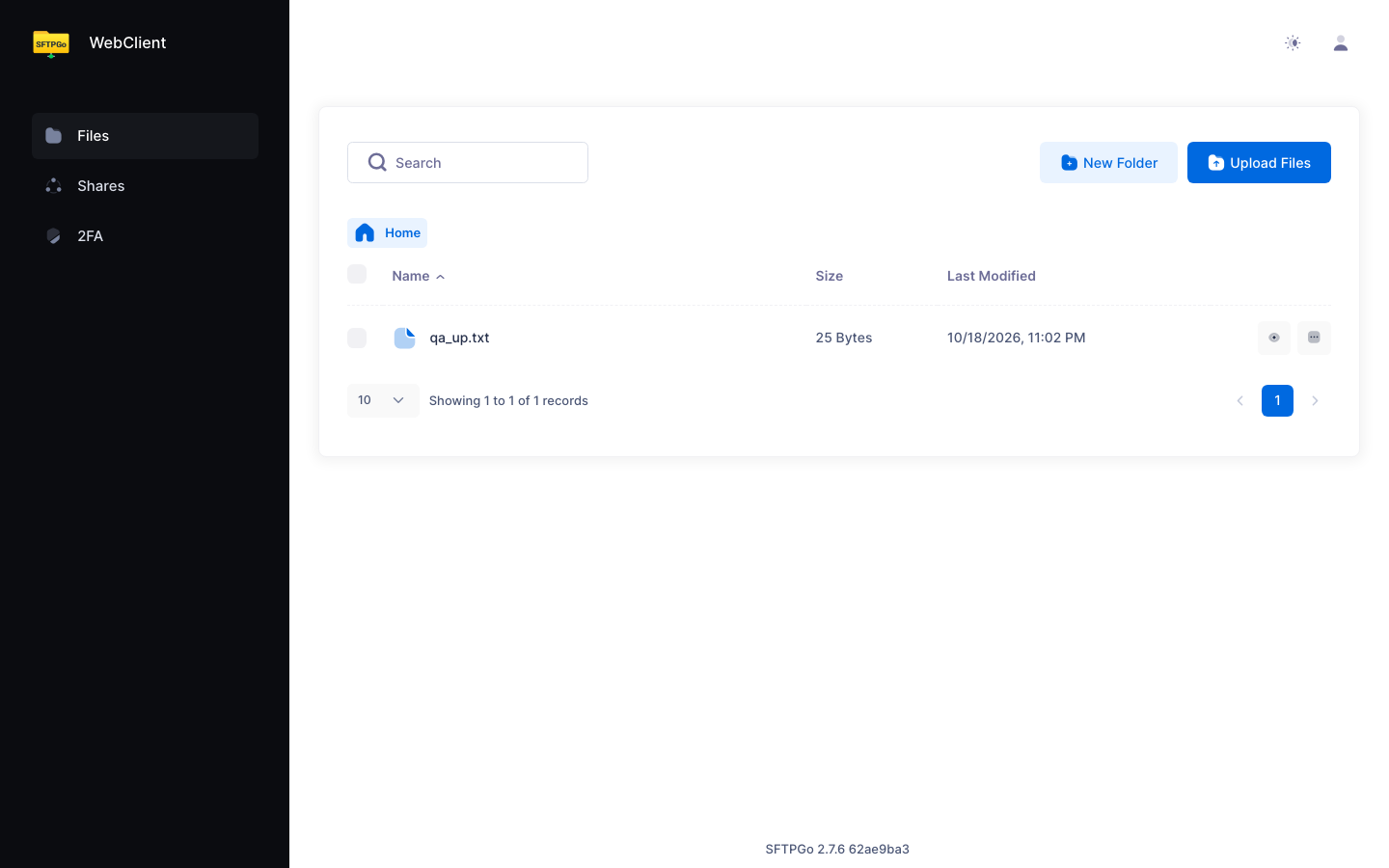 The SFTPGo web client file manager