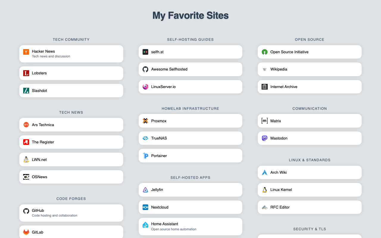 A links homepage built by StencilBox from YAML