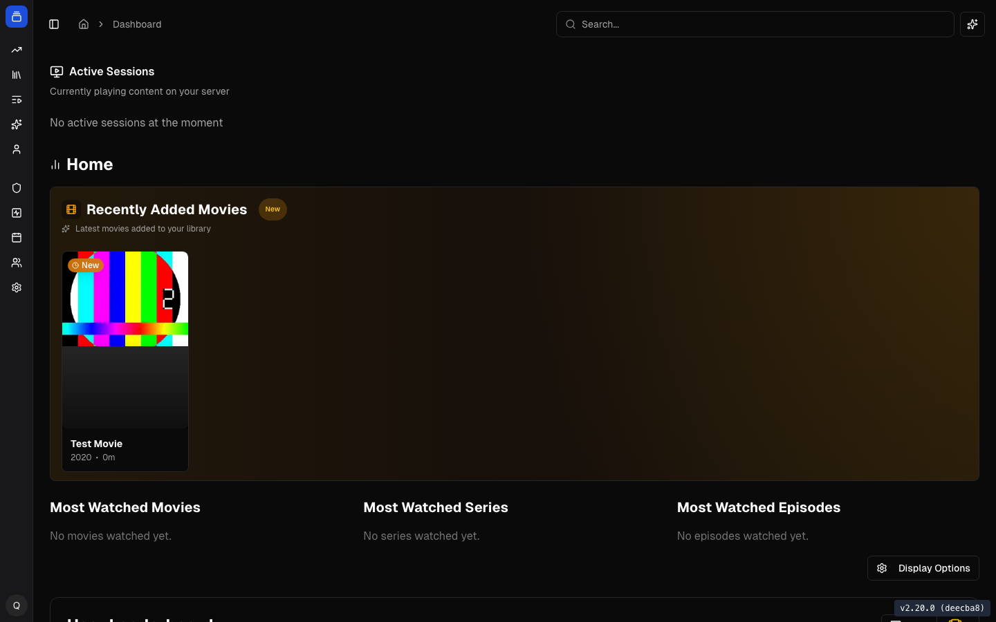 Streamystats dashboard after signing in with a Jellyfin administrator account