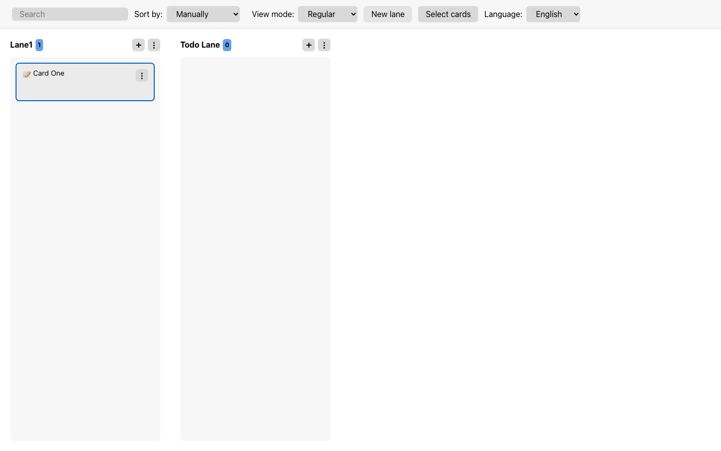 Tasks.md Kanban board with lanes and cards