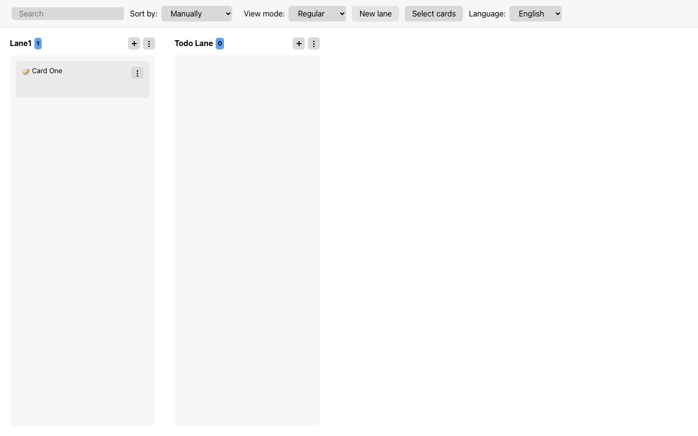 A newly created lane in Tasks.md