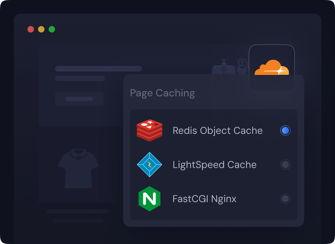 Full-page, edge and object caching settings