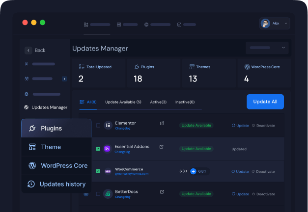 Bulk-updating plugins and themes across stores