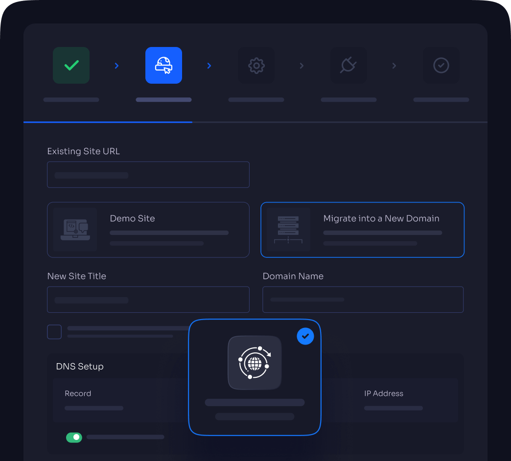 The migration wizard pulling an existing WordPress site into xCloud