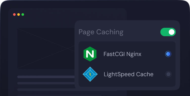 Page caching turned on, with FastCGI Nginx and LiteSpeed Cache options