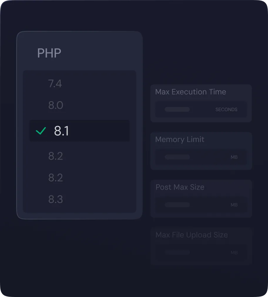 Per-site PHP version and settings