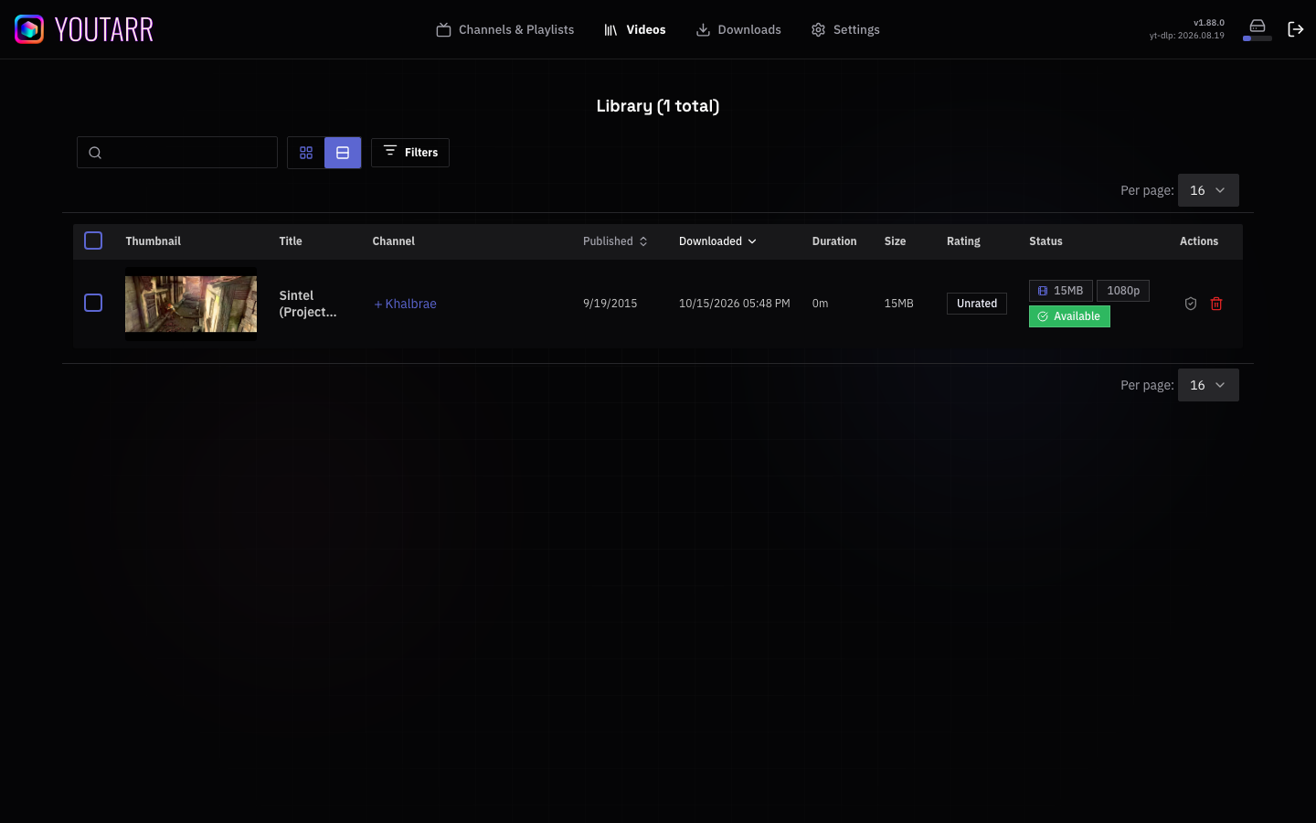 Youtarr video library still populated after an xCloud Restart