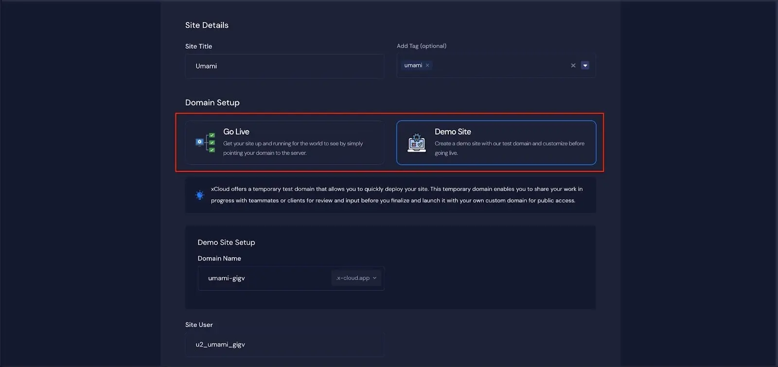 Install Umami with xCloud