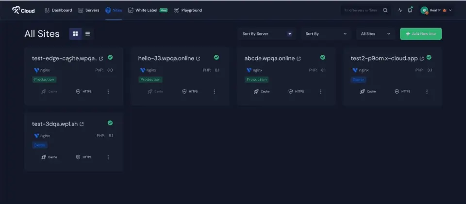 Access the Site Dashboard
