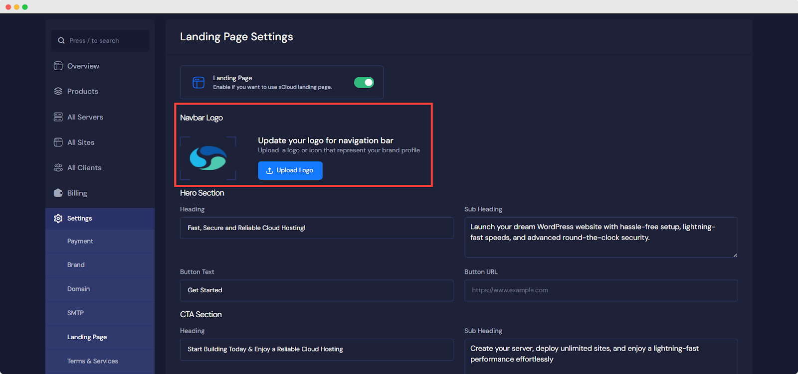 Customize Reseller Landing Page in xCloudย