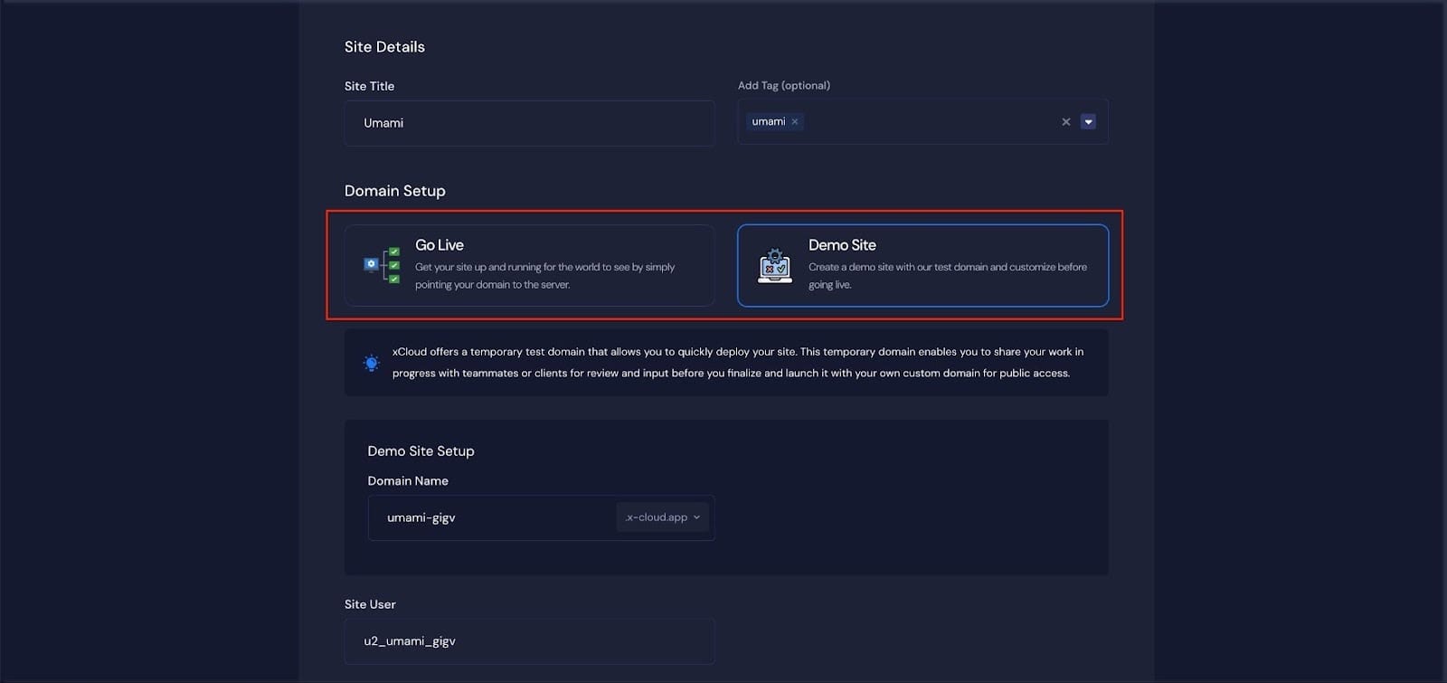 Install Umami with xCloud