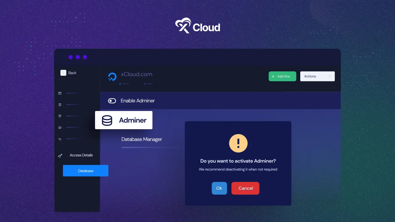 Adminer in xCloud